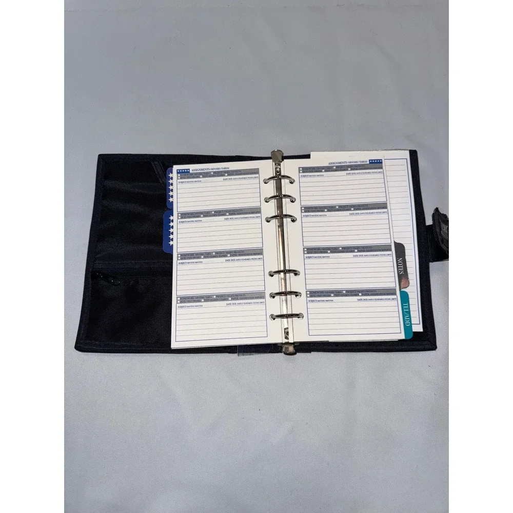 Mead Five Star First Gear Student Day Planner Black Nylon 6 Ring Binder Vintage
